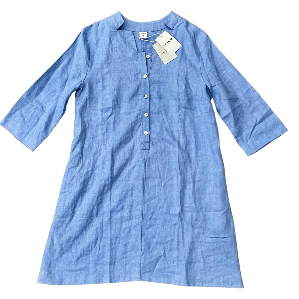LINTICO 100% Linen Dress Midi M Minimalist